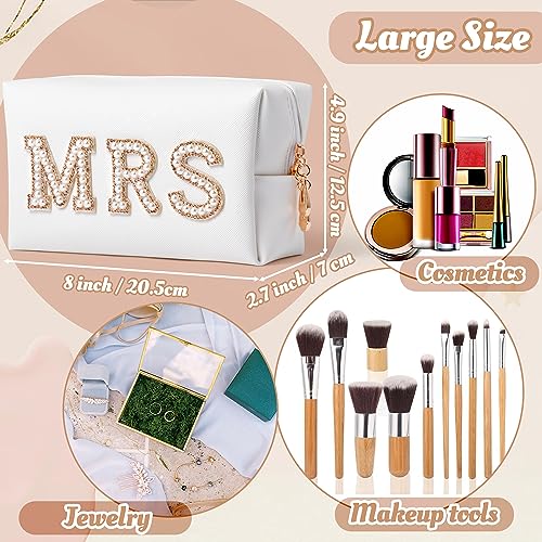Large MRS Letter Cosmetic Bag - Bridal Makeup Organizer with Pearl & Rhinestone