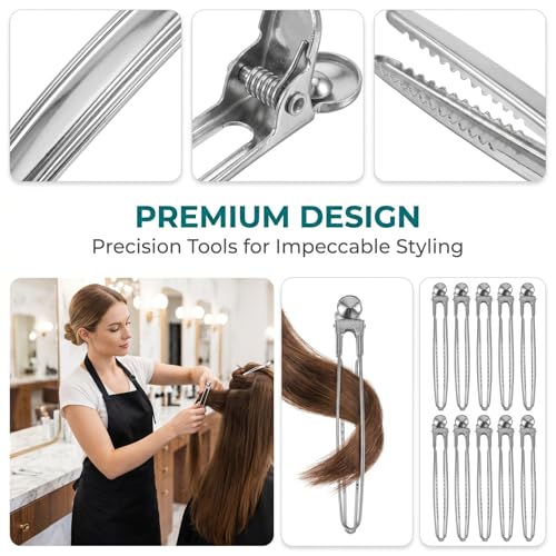 Lurrose 12-Piece Stainless Steel Hair Sectioning Clips for Styling