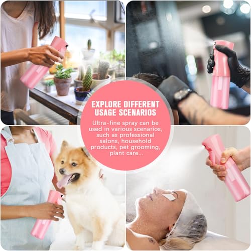 Continuous Fine Mist Spray Bottle - 200ml Pink Refillable for Hair, Skin, Plants & Pets