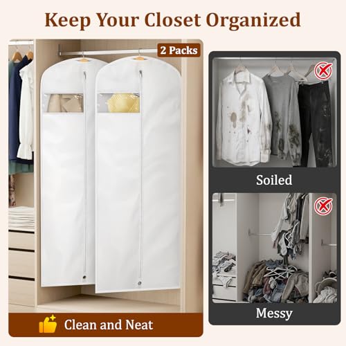 65" Wedding Dress Garment Bags - Clear Window & Foldable, 2 Pack