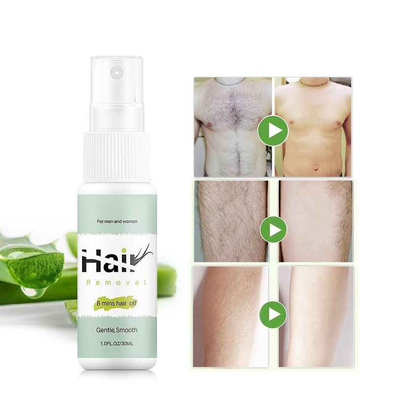 LINEDSON Hair Removal Spray, Mild Painless Facial Hair Remover Cream for Underarm, Arm, Leg, Bikini Areas Body Hair Depilatories Product for Women Men 30ml
