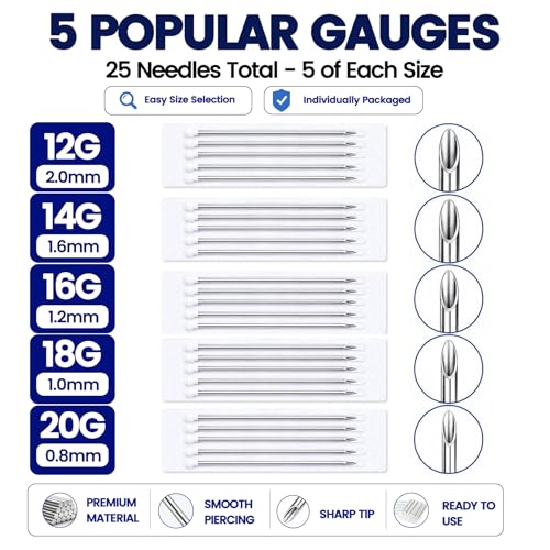 Zygc 48Pcs Body Piercing Tool Kit with Jewelry Grabber, Needles, Clamps & Storage Box