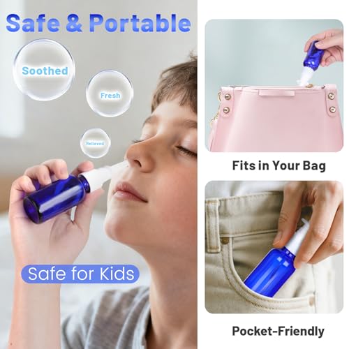 10 Pack Blue Glass Nasal Spray Bottles - Refillable 1 oz Sprayers