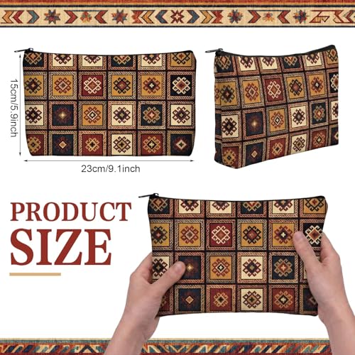 Kilim Cosmetic Bag Set - 9 Vintage Boho Makeup & Toiletry Bags for Women