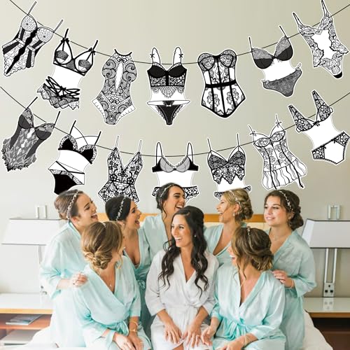 Lingerie Party Banners - 2Pcs Black Bras & Panties Decor for Bridal Showers