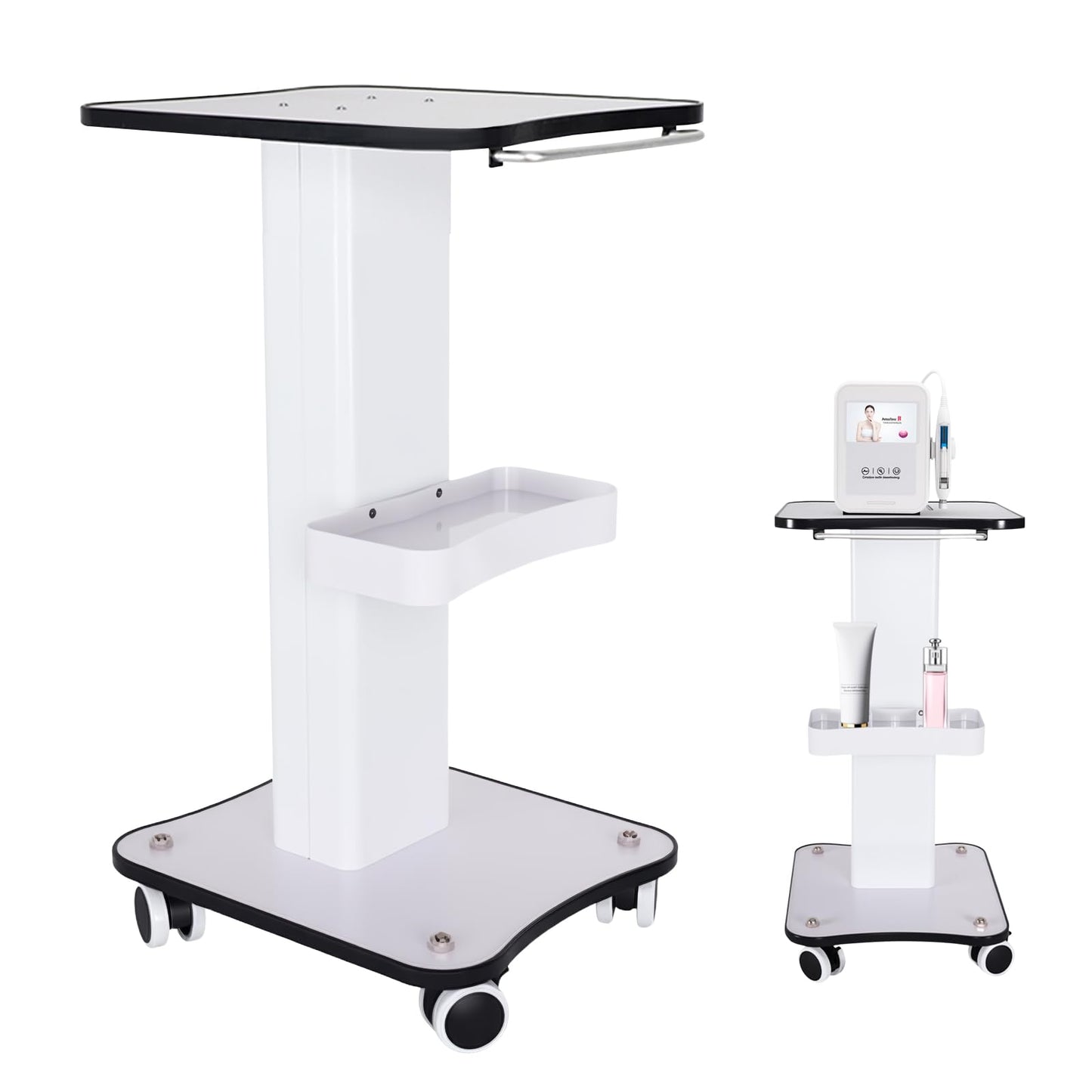 Beauty Salon Trolley with Wheels, Esthetician Rolling Cart, 3-Tier Storage with Lockable Casters for Beauty Equipment, Salon & Spa Use, Load Capacity 88 lbs