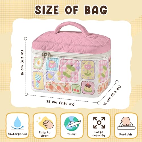 Cute Fruit Makeup Bag for Women - Large Quilted Travel Organizer