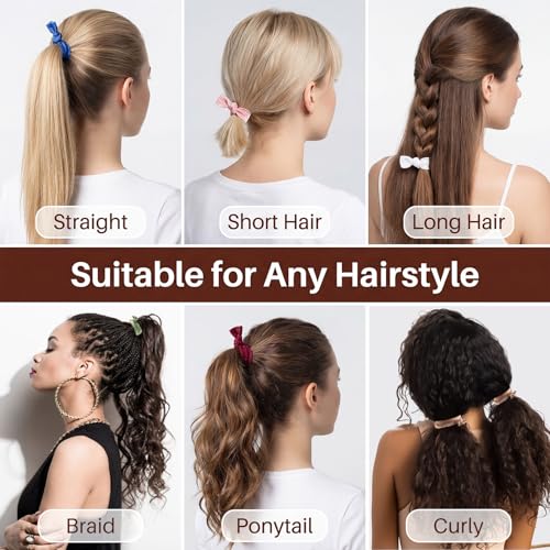100 Pack Soft Ribbon Hair Ties for Women & Girls, No Crease Elastic Knotted Ponytail Holders