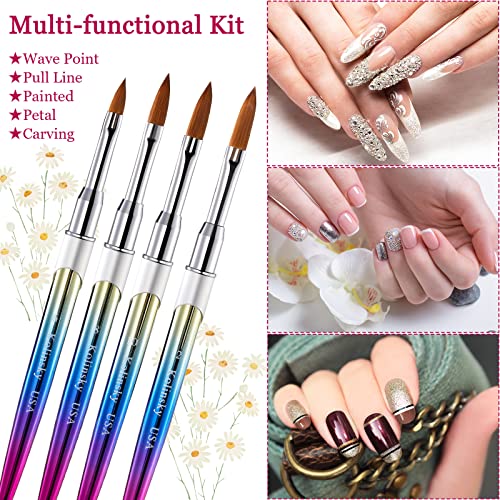 Kolinsky Acrylic Nail Brush Set - 4 Sizes for Nail Art