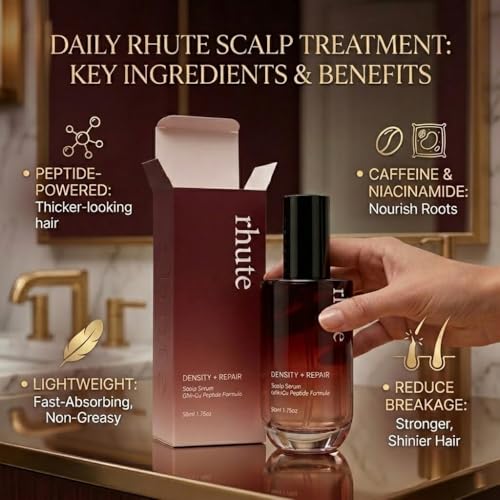 Rhute Hair Serum, Rhute Scalp Serum Daily Strengthening Treatment for Weak or Damaged Haireptide-Powered Formula for Thicker (1pcs)