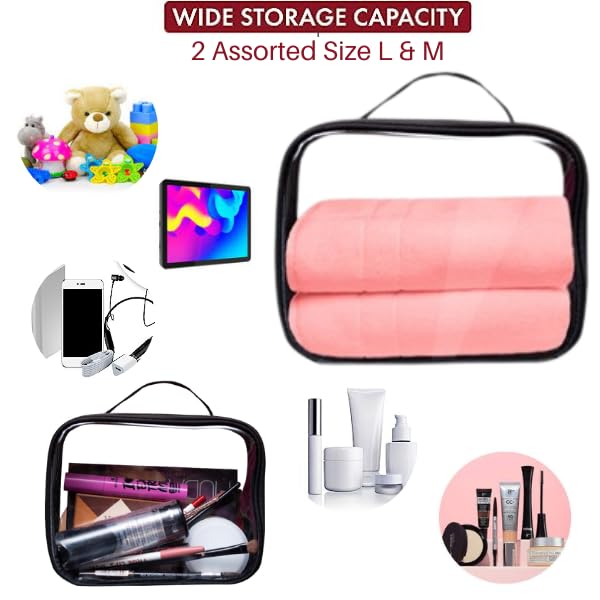 Bolsafy Clear Makeup Bags Set - TSA Approved, 1 Large & 1 Medium