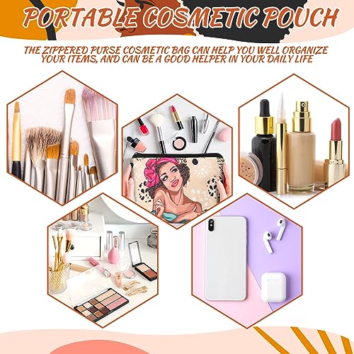 Mumufy Black Women Canvas Makeup Bags - 12 Pcs Leopard Print Toiletry Pouches