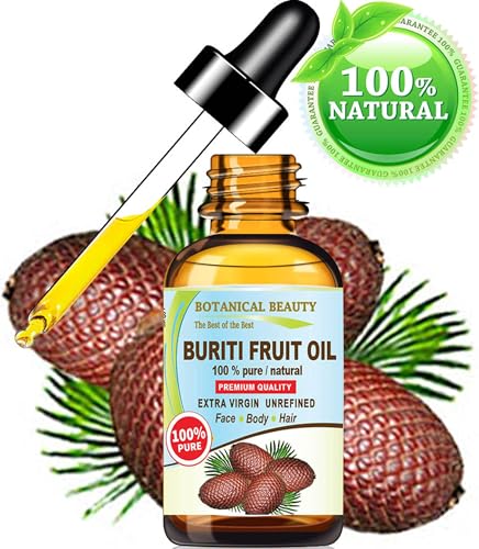 Botanical Beauty Buriti Fruit Oil - 100% Pure Virgin Unrefined for Skin & Hair (0.33 Fl Oz)