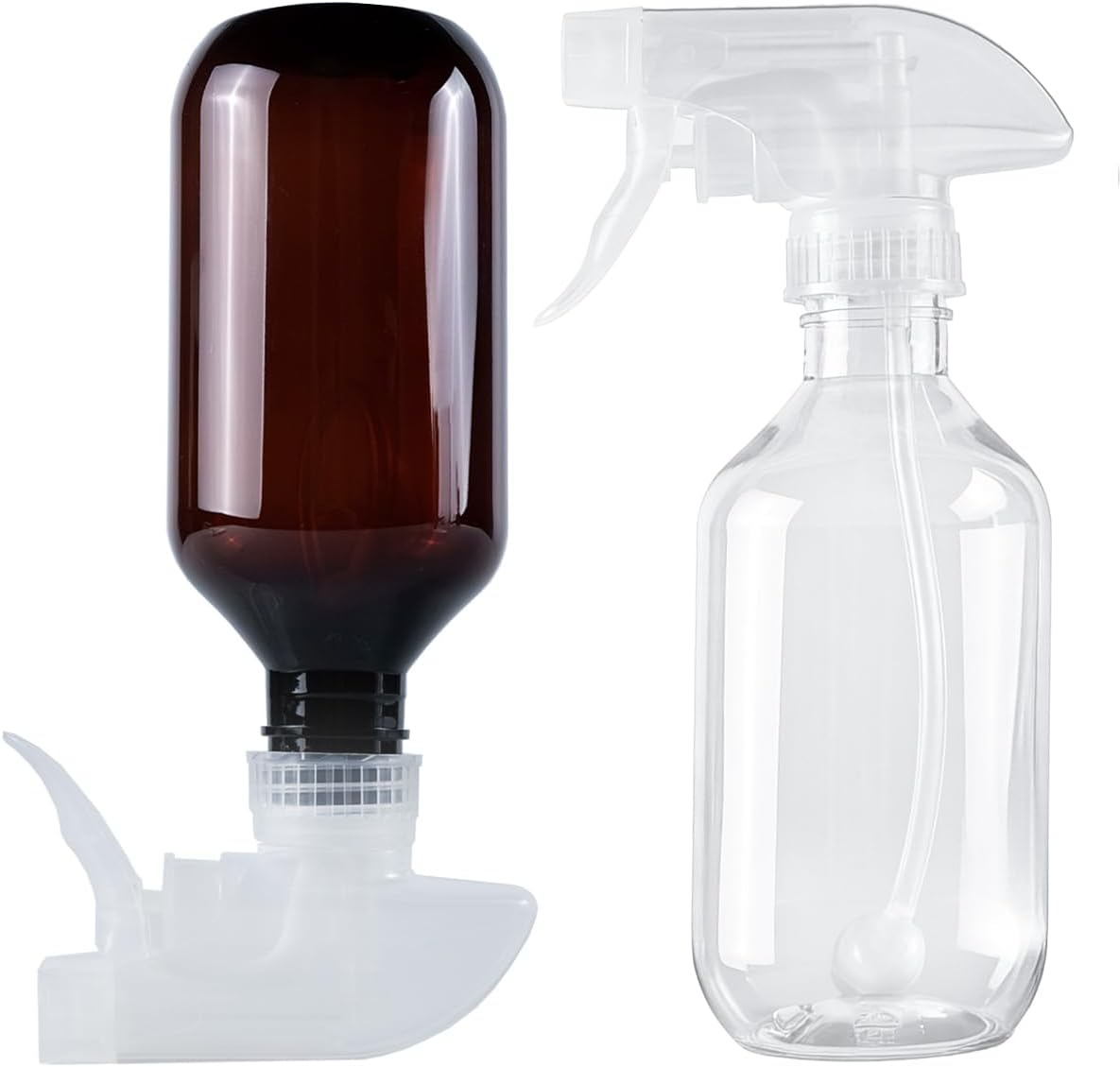 360° Spray Bottles - 10 oz Adjustable Nozzle Containers for Hair, Cleaning, BBQ & Plants | 2 Pack Clear