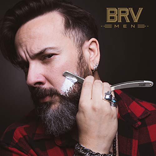 BRV MEN Professional Straight Edge Barber Shavette with 100 Razor Blades