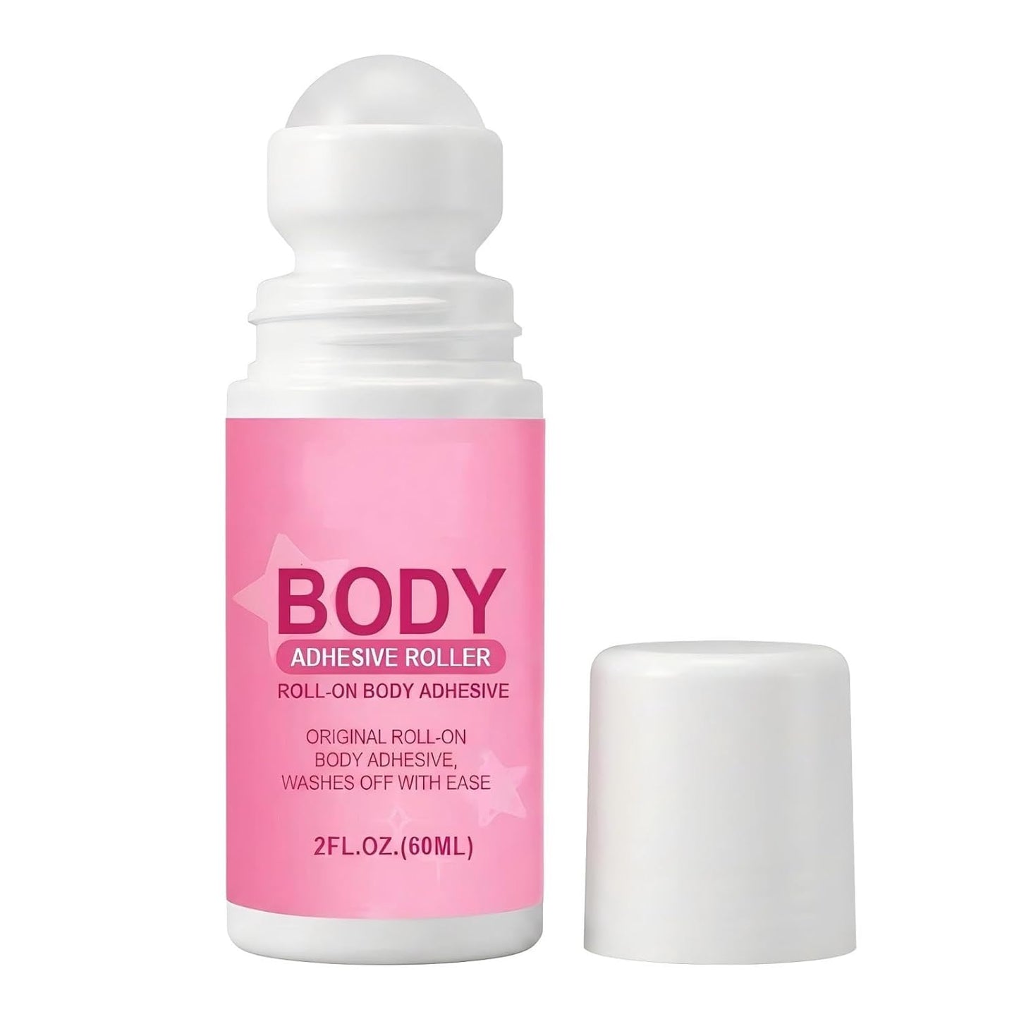 Roll-On Body Adhesive - Hypoallergenic Clear Fashion Glue | Sweat Resistant, Long Lasting Hold for Dancers & Costumes 2 Fl Oz (60ml)