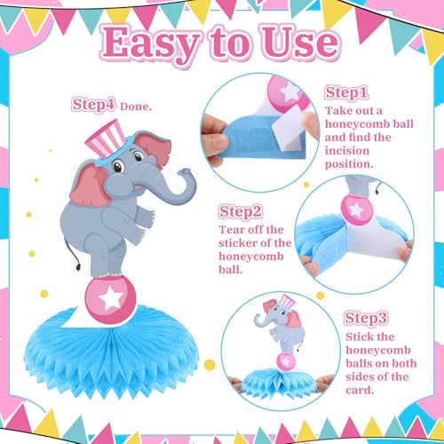 Circus Theme Honeycomb Centerpieces - 20pcs Birthday Party Decorations