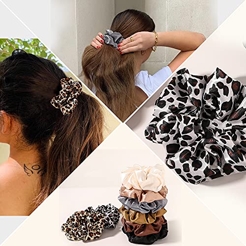 Silk Satin Hair Scrunchies - Premium Elastic Hair Ties Pack for Women
