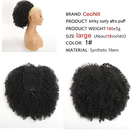 CECINILL Afro Puff Drawstring Ponytail Extension - Kinky Curly Hairpiece