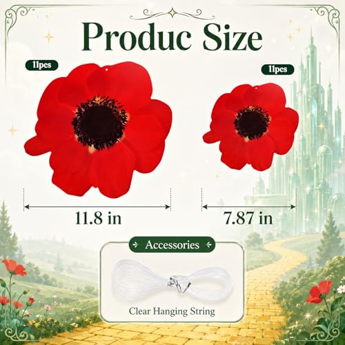 22 PCS Red Poppy Hanging Decorations for Classroom & Parties
