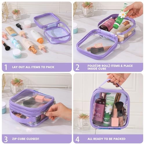 BORMELUN TSA Approved Clear Toiletry Bag Purple S Travel Organizer with Handle