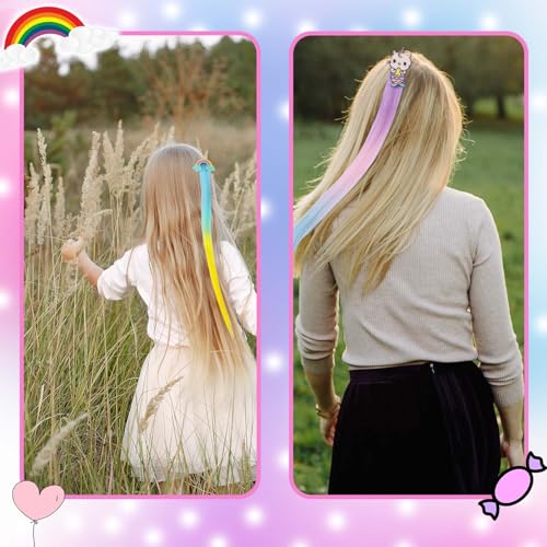 Little World Animal Straight Rainbow Hair Clips 8PK for Girls & Kids - Toddler Hair Accessories