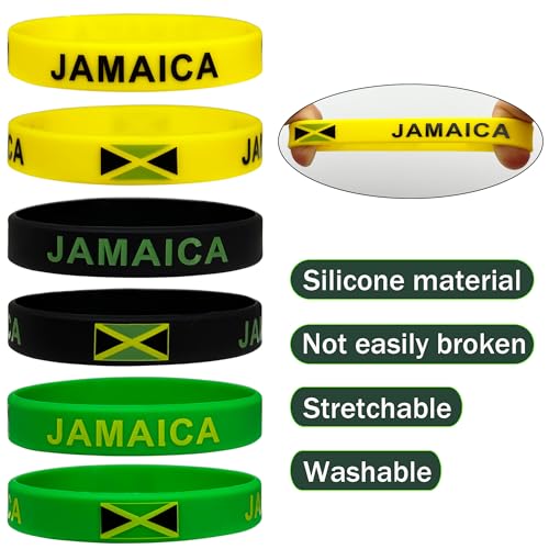 24Pcs Jamaican Rubber Bracelets - Independence Day Party Favors