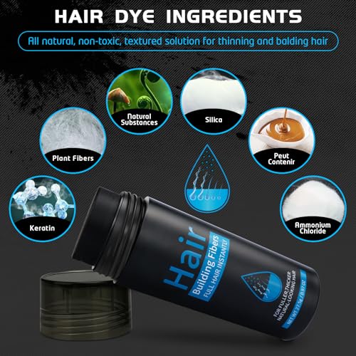ALIVER Hair Building Fibers for Thinning Hair, Black, 27.5g with Applicator