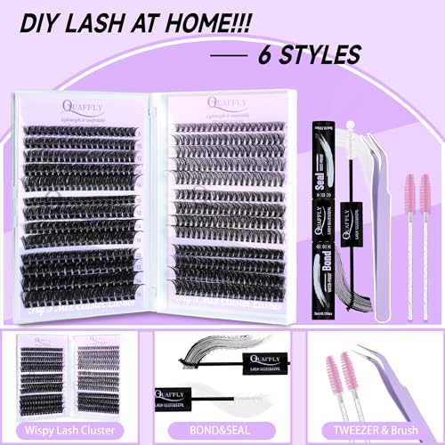 DIY Eyelash Extension Kit with 6 Styles, 8-16mm D Curl Lashes