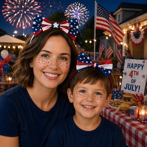 Patriotic 4th of July Face Tattoos - 8 Pack USA Designs