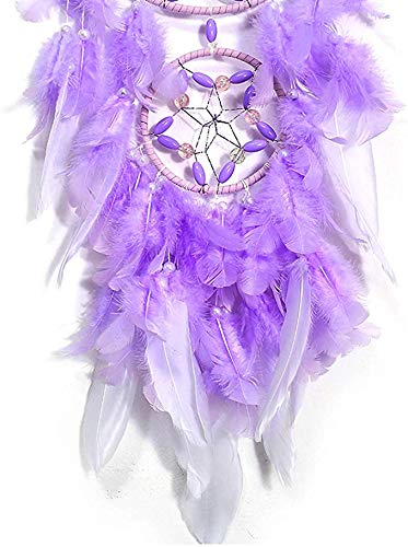 Large Purple Dream Catcher - Handmade Feather Wall Decor for Bedroom