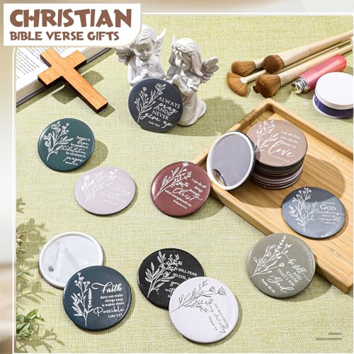 Religious Boho Christian Compact Mirror Bulk Set - 40 Pcs, Inspirational Bible Verses, 10 Styles for Women, Gift Ready
