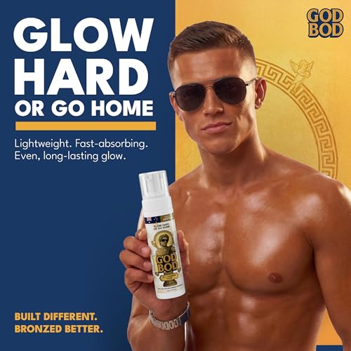 God Bod Men's Self Tanner Foam - Streak-Free Organic Tan, 6.76 FL OZ