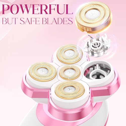 Electric Razors for Women Legs, Upgraded Magnetic Head Electric Shaver for Women, Rechargeable Waterproof Women's Electric Trimmer for Arms Legs and Pubic Area (Pink)