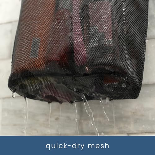 Mesh Shower Caddy - 10x10 Inch Black and Grey Bathroom Organizer, Portable & Quick Drying