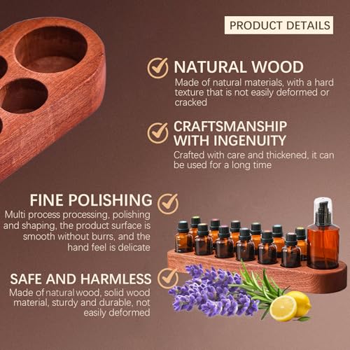 Wisnewth Wooden Essential Oil Holder with 13 Holes for Desktop