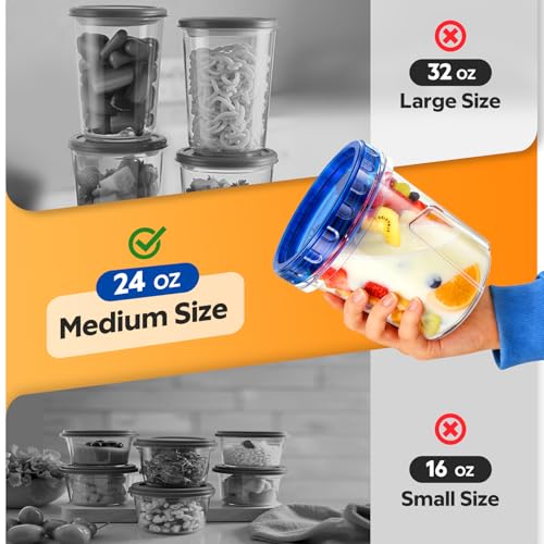 HOMETALL 6 Pack 24 Oz Freezer Storage Containers - Airtight, Leakproof, BPA-Free Plastic