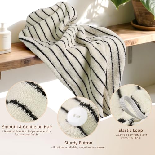 Jacquotha Cotton Hair Towel Wrap - Anti-Frizz Quick Dry Hair Turban