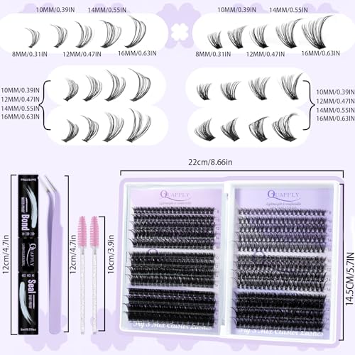 DIY Eyelash Extension Kit with 6 Styles, 8-16mm D Curl Lashes