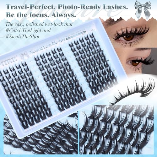 JIMIRE Manga Lash Clusters Kit - 150Pcs Wispy Anime Eyelash Extensions