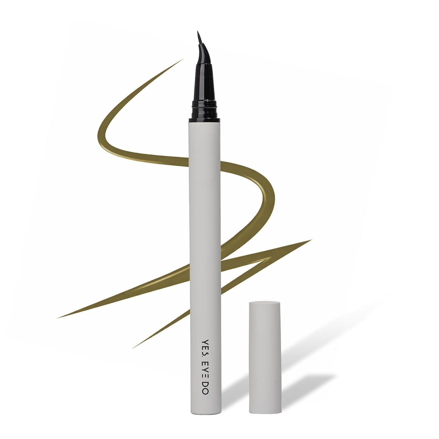 Curved Tip Liquid Eyeliner Pen - Medium Brown, Ultra-Fine Precision for Natural Look | Long-Lasting & Easy to Remove