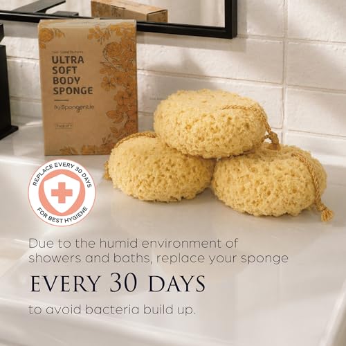 Spongentle Loofah Sponge - Golden Yellow 3 Pack for Gentle Exfoliation