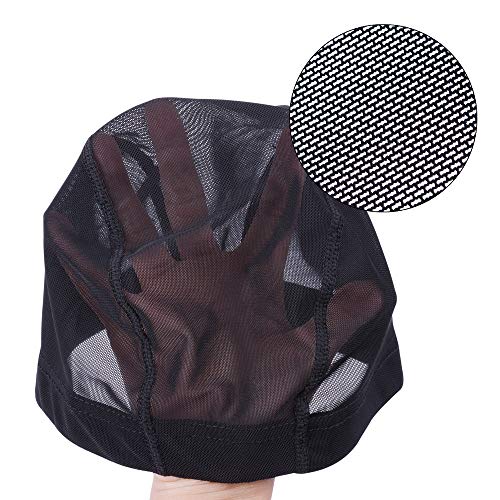 YANTAISIYU 2 Pcs Black Mesh Wig Caps - Stretchable Nylon Dome Caps