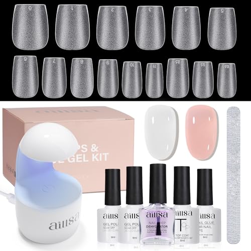 AILLSA Extra Short Coffin Nail Tips Gel Kit - 240pcs Matte
