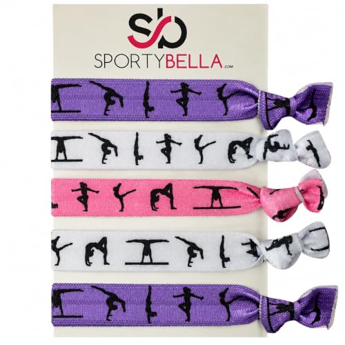 Gymnastics Hair Ties - No-Crease Elastics for Girls & Coaches - 5 Pack