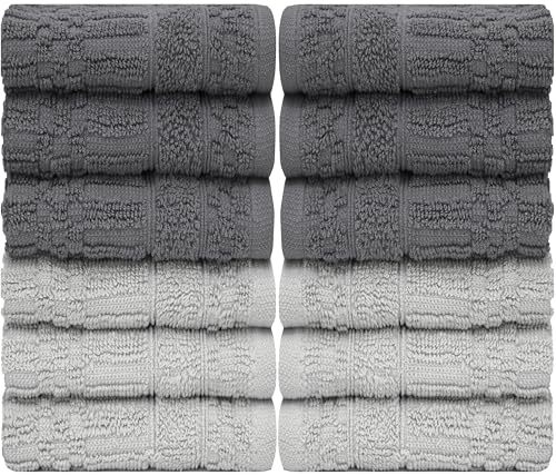 PH Pleasant Home 12-Pack 100% Cotton Wash Cloths - 509 GSM, 12" x 12"