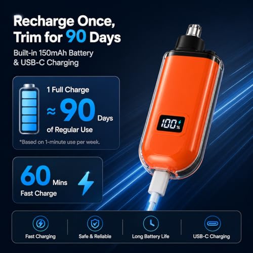 Electric Nose Hair Trimmer for Men Women, Rechargeable Mini Travel Trimmer for Nose and Ear Hair Clippers Portable Trimming with LED Display, Father¡¯s Day Gift