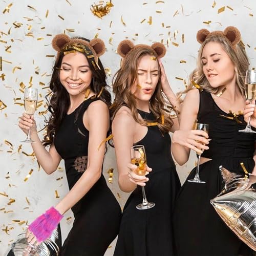 3 Pack Furry Bear Ears Headbands for Adults - Halloween Costume & Party Accessory