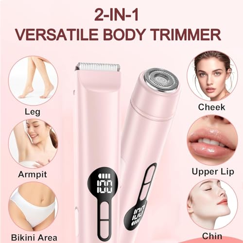 Light Pink Bikini Trimmer for Women - Electric Razor, Wet/Dry Use