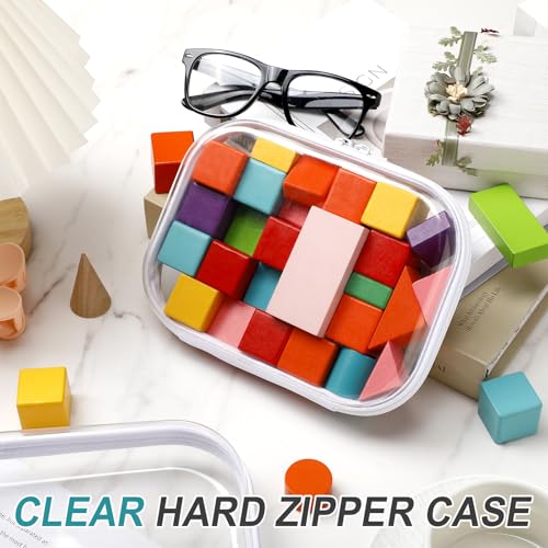 Ceenna 2-Piece Clear Hard Shell Zipper Pouch Set, Travel Organizer Case